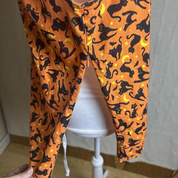 Retrolicious Orange Cat Print Tie Neck Sleeveless Top Sz Xl Halloween Kitty - Picture 4 of 11